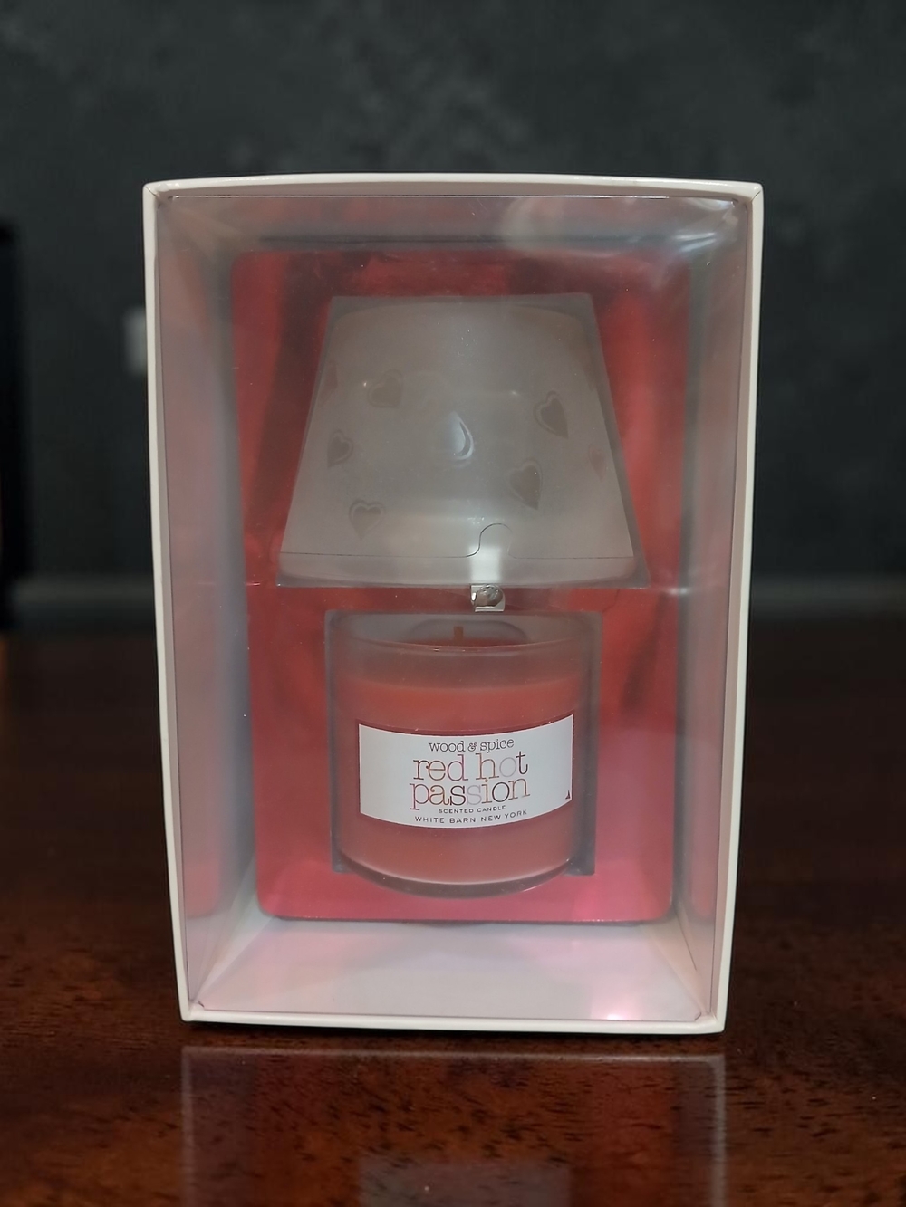 White Barn Red Red Hot Passion Candle with Frosted Shade